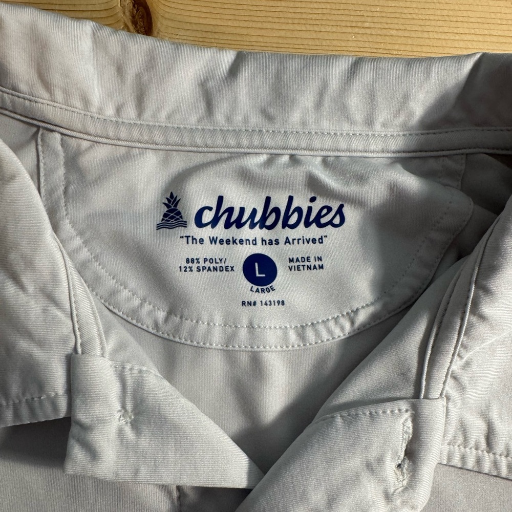 chubbies White Polo with Flag Patch